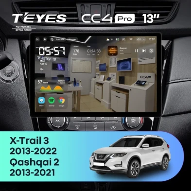 Штатная магнитола Teyes CC4 Pro 8/128 Nissan X-Trail 3 T32 (2013-2021) F2 Тип-AВ (13")